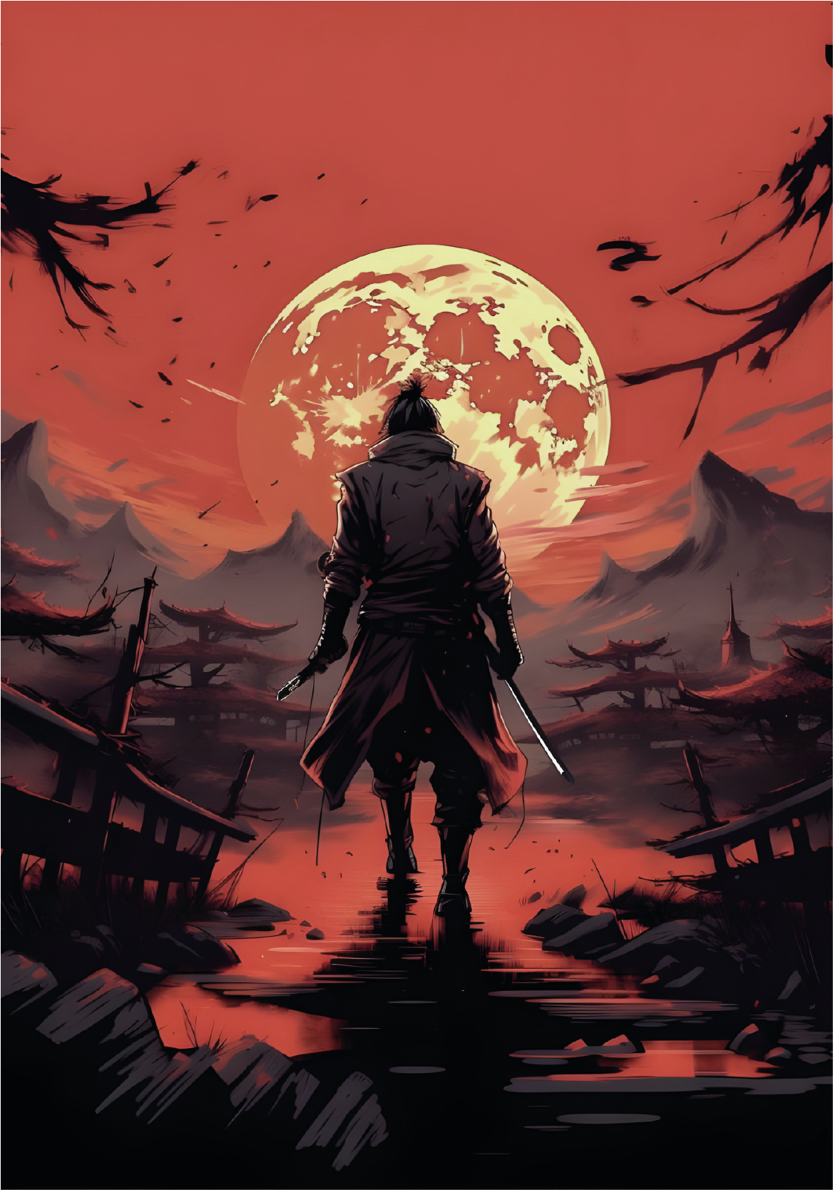 Poster juvenil silhueta de guerreiro de anime - TenStickers