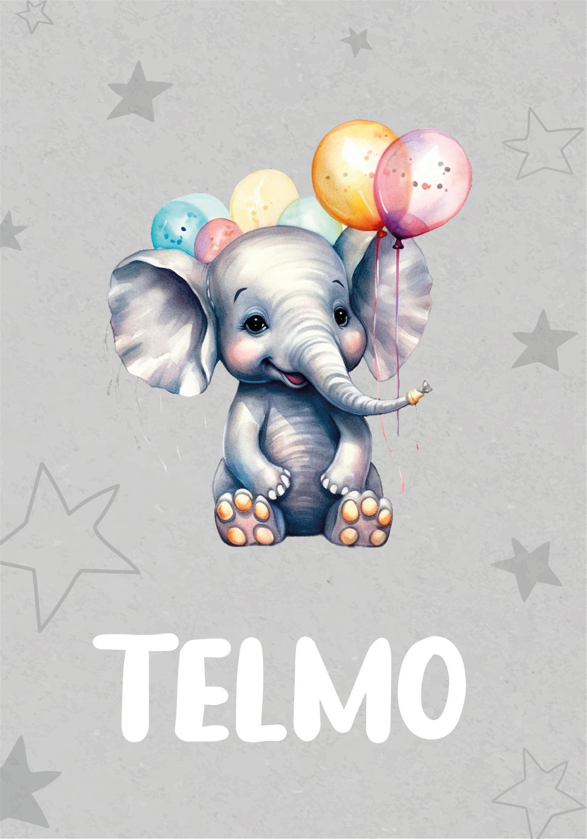 Poster animais variados bebê elefante com balões - TenStickers