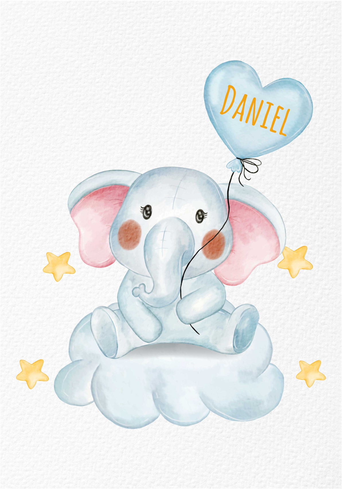 Poster infantil elefante fofo com balão - TenStickers