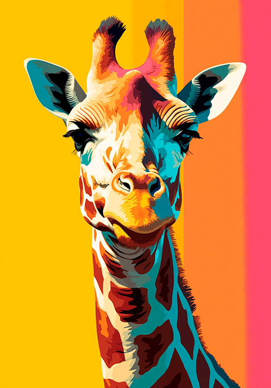 Poster de pop art retrato de girafa - TenStickers