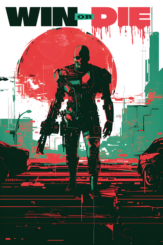 Pôster de videogame andróide cibernético - TenStickers