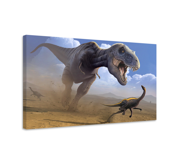 Quadro de dinossauro caça ao tiranossauro rex - TenStickers