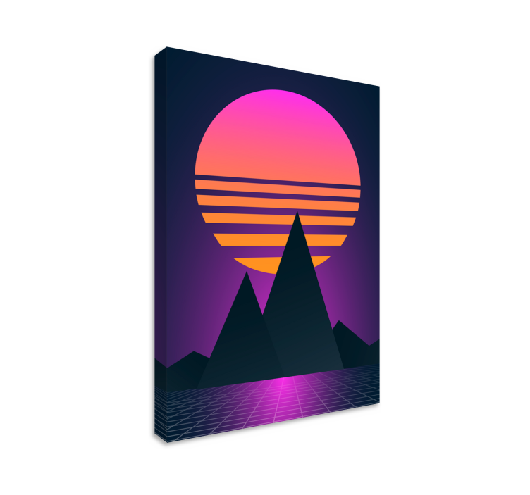 Quadro vintage pôr do sol synthwave - TenStickers