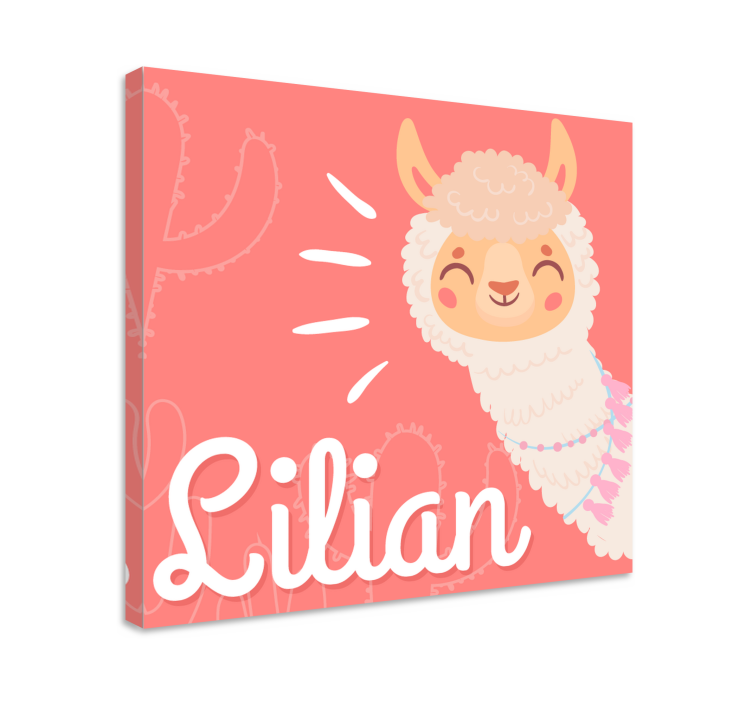 Quadro com nome Lhama fofo personalizado - TenStickers