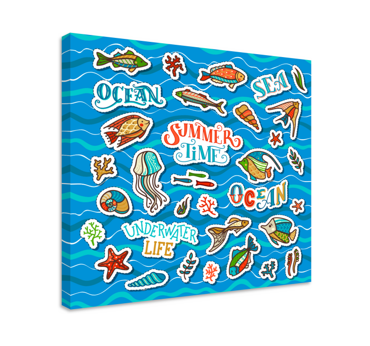 Quadro infantil Colagem de adesivos de oceano - TenStickers