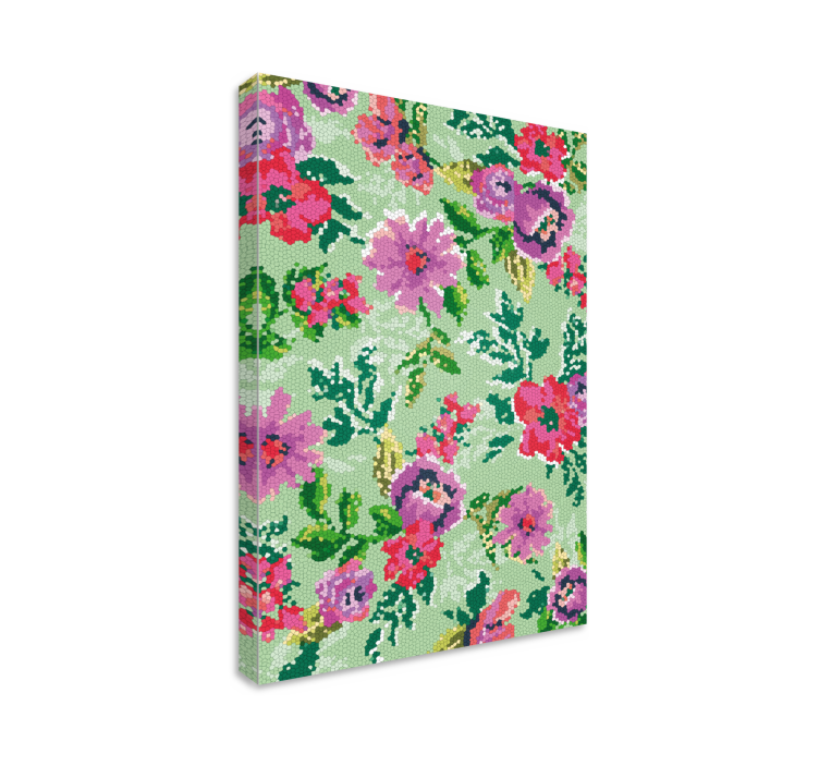 Quadro de flores padrão floral em mosaico - TenStickers