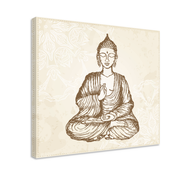 Quadro buda Buda vintage floral - TenStickers
