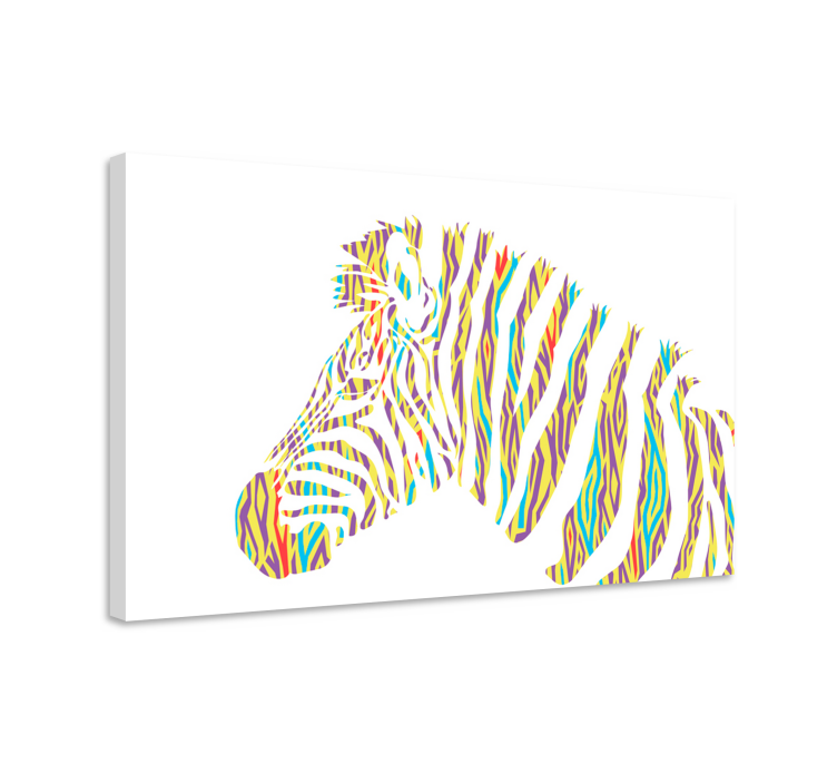 Quadro animais cabeça de zebra colorida - TenStickers