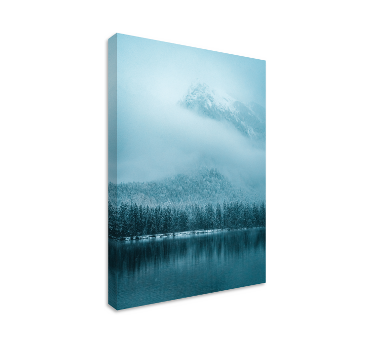 Quadro de paisagem reflexo da montanha nebulosa - TenStickers