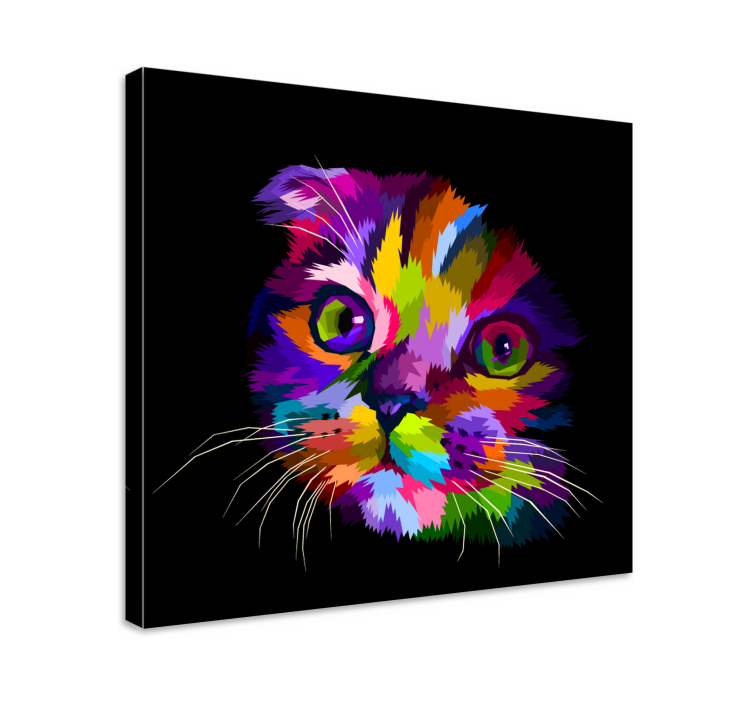 Quadro de gatos Gato arco-íris pintado - TenStickers