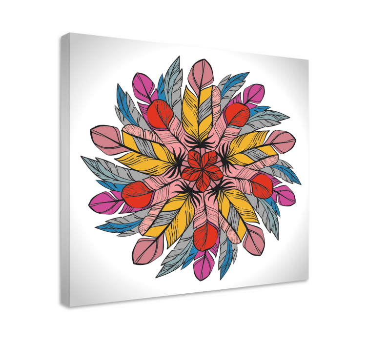 Quadro com mandala Mandala feita de penas - TenStickers