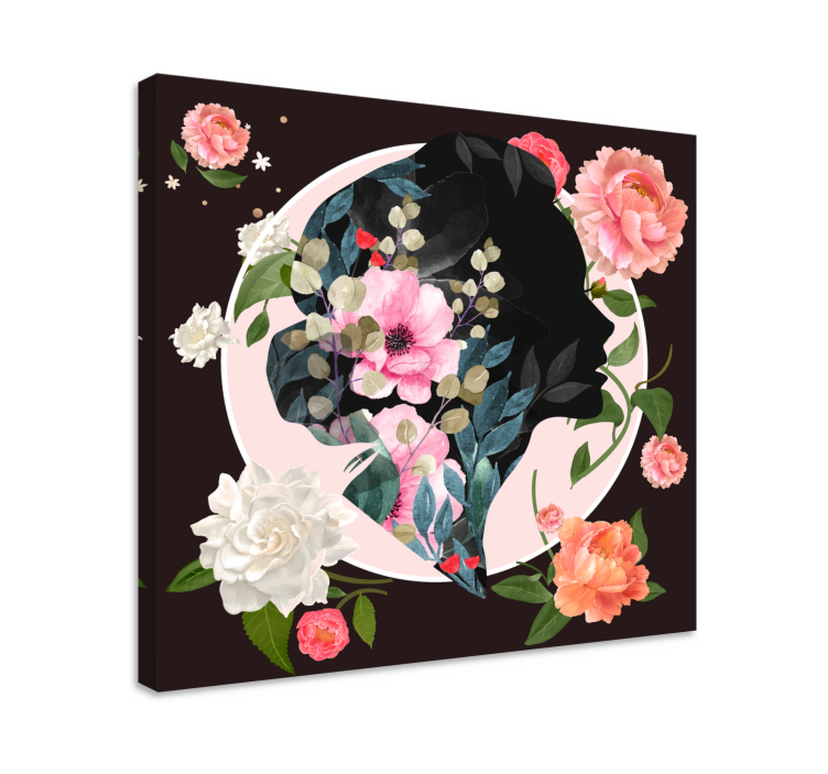 Quadro de flores silhueta floral perfil - TenStickers