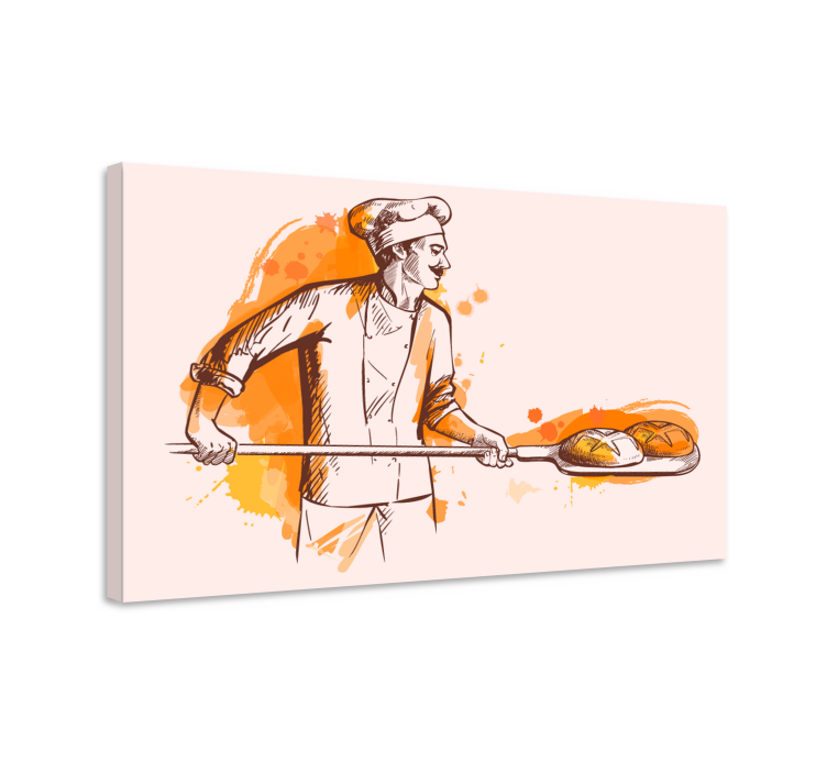 Quadro decorativo de vinícola padeiro segurando pão - TenStickers