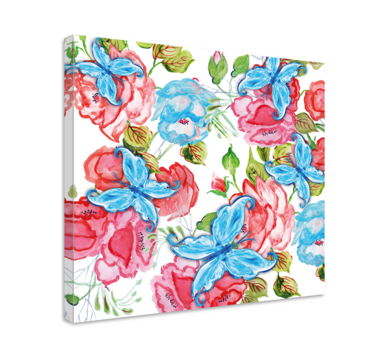 Quadro de flores arranjo floral com borboletas - TenStickers
