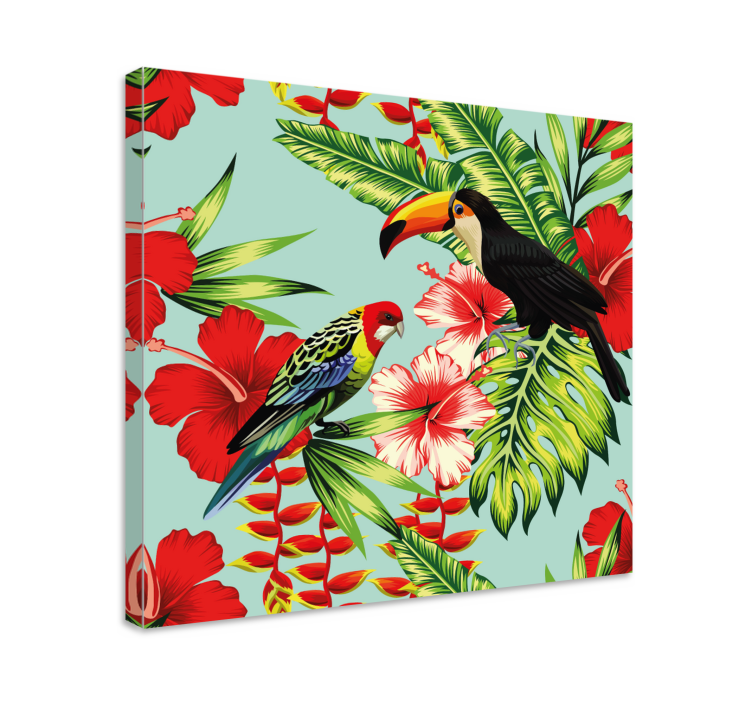 Quadro de pássaros Flores tropicais vermelhas - TenStickers