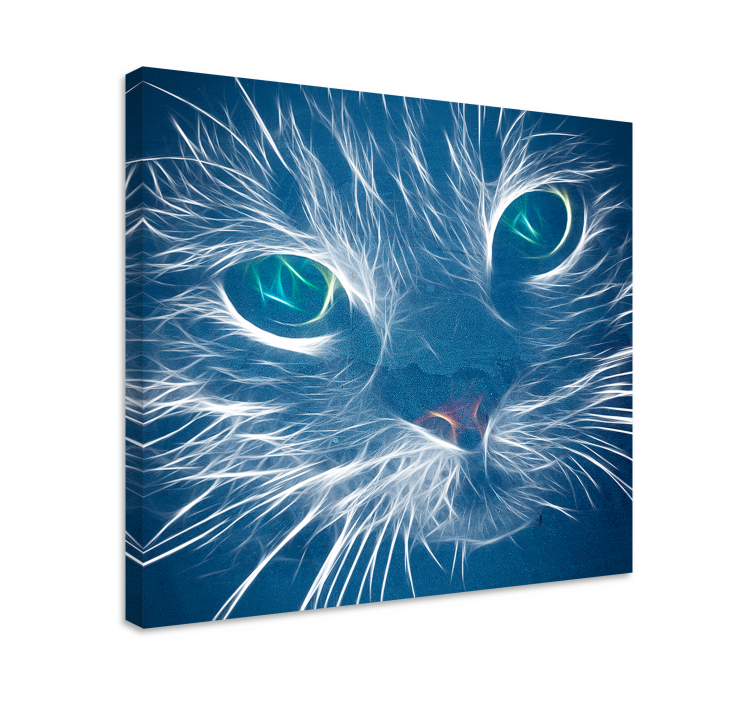 Quadro de gatos Gato abstrato azul - TenStickers