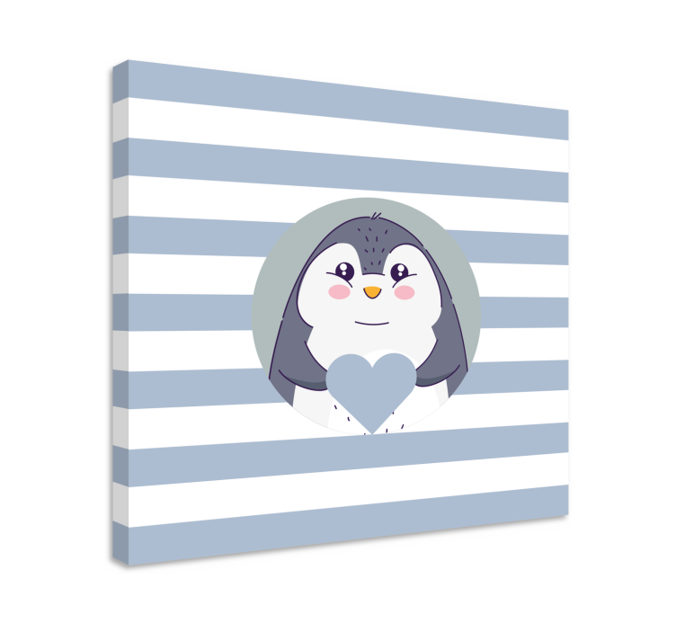 Quadro para bebê Coração de pinguim de desenho animado de bebê - TenStickers