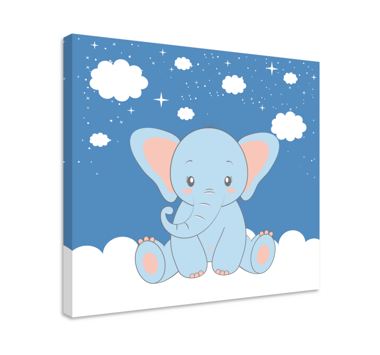 Quadro para bebê Bebê fofo desenho de elefante azul - TenStickers