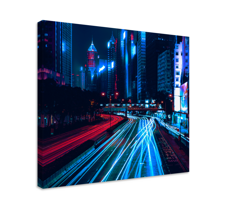 Quadro de paisage Efeito de desfoque da cidade vermelho azul - TenStickers