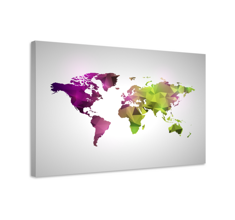 Quadro mapa mundi mapa-múndi poligonal - TenStickers