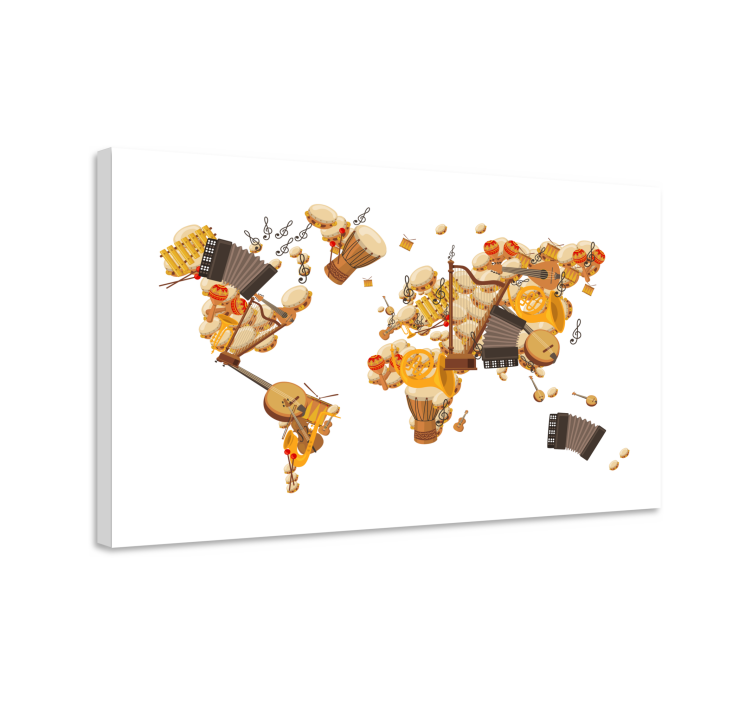 Quadro mapa mundi Instrumento musical - TenStickers