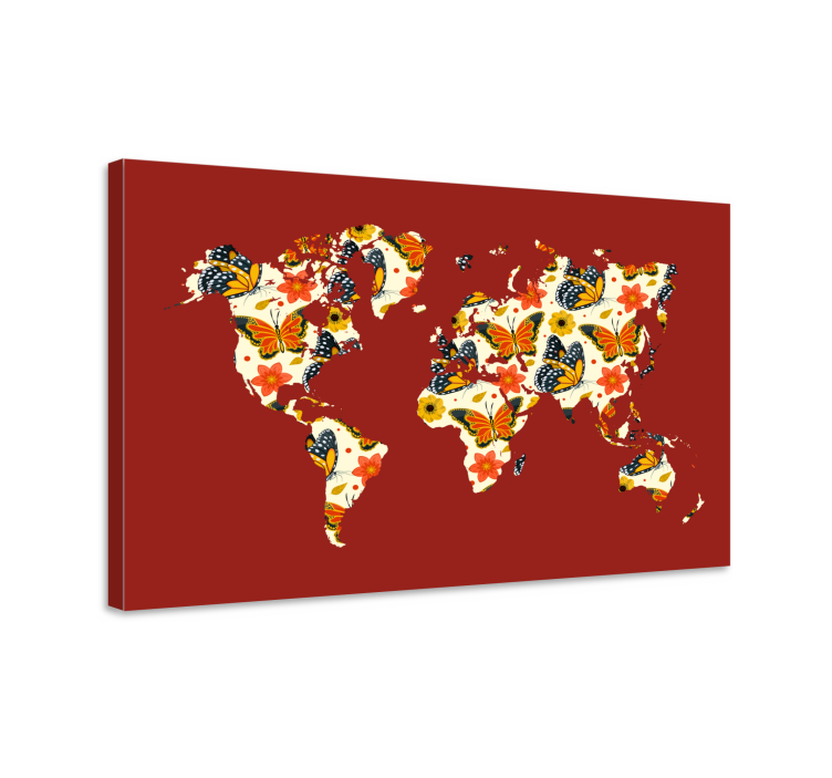 Quadro mapa mundi Mapa mundial de borboletas - TenStickers
