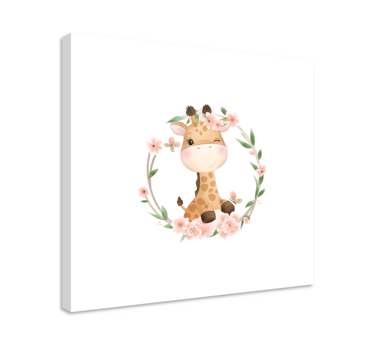 Quadro animais Girafa com flores da coroa - TenStickers