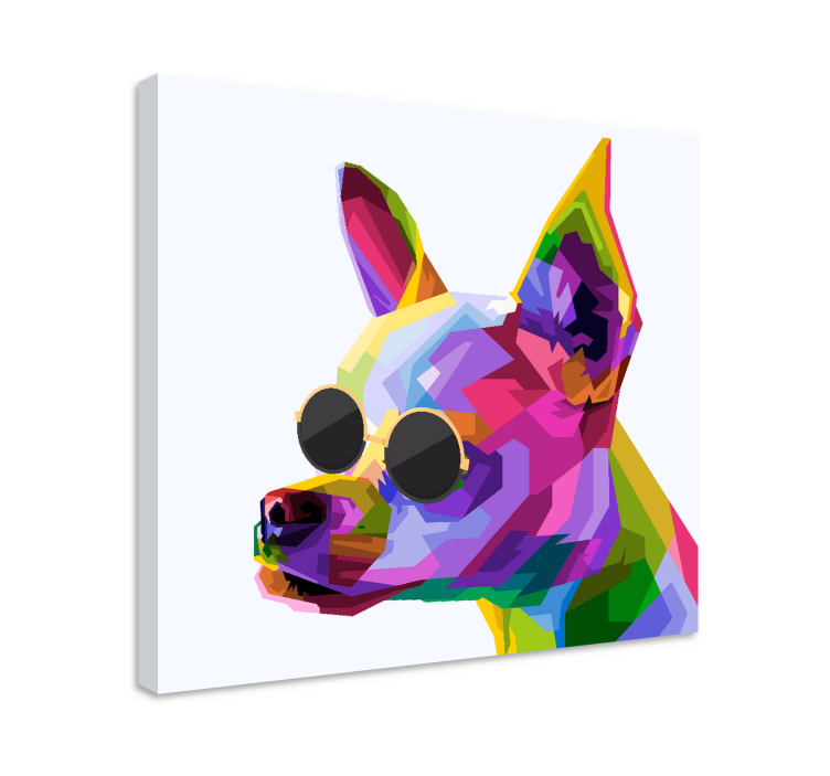 Quadro de cães Chiuaua multicolor com óculos - TenStickers