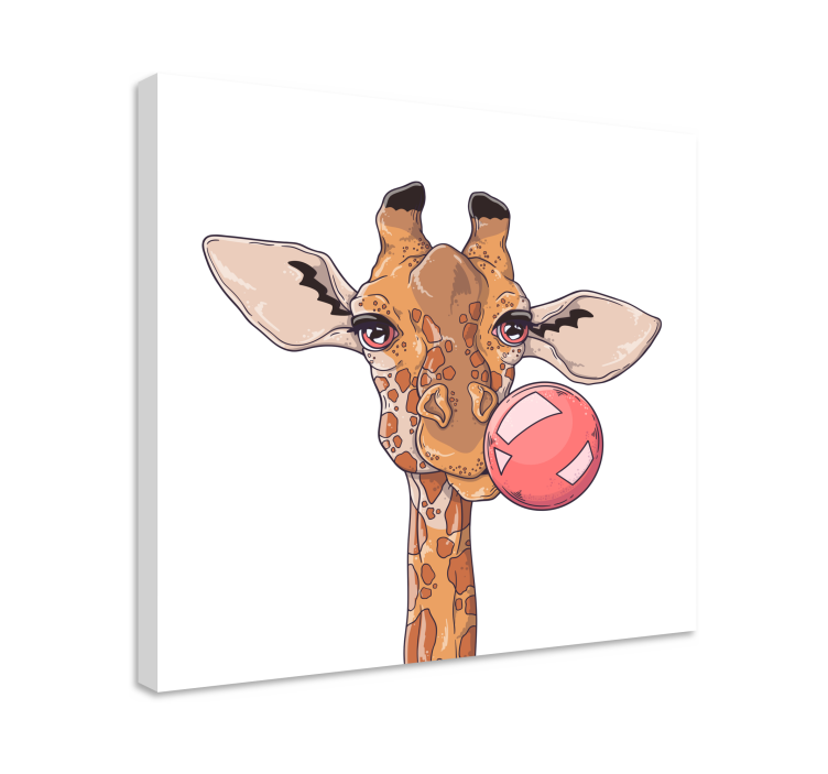 Quadro animais Girafa com chiclete - TenStickers