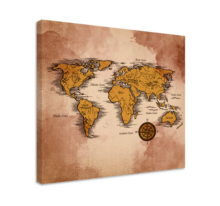 Quadro mapa mundi Vintage com nomes - TenStickers