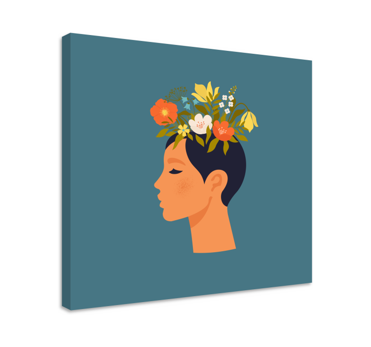 Quadro de flores Mulher com coroa de flores - TenStickers