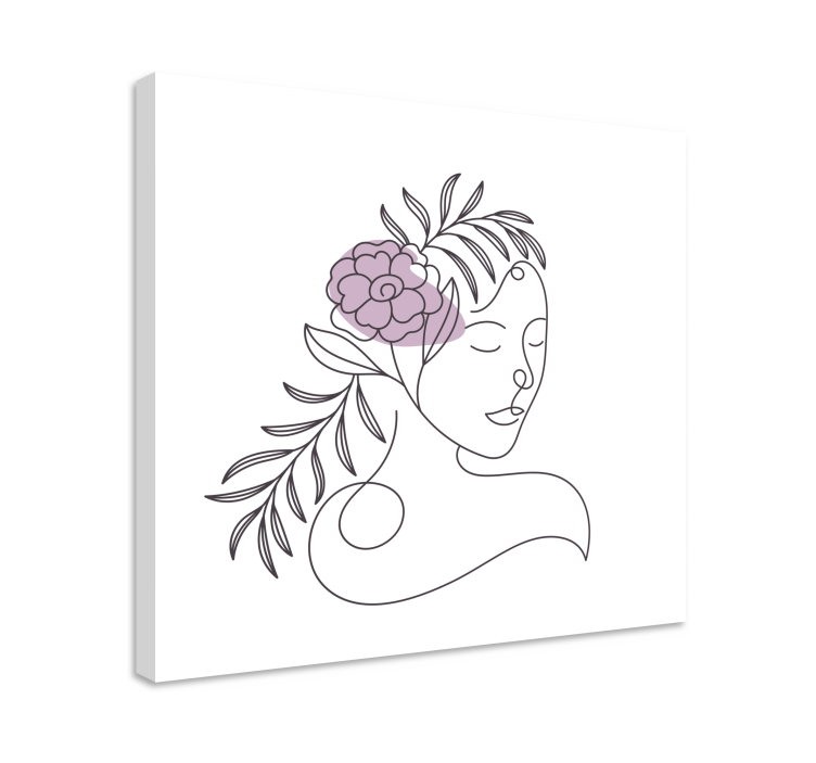 Quadro de flores Desenhado de rosto de mulher com flores - TenStickers