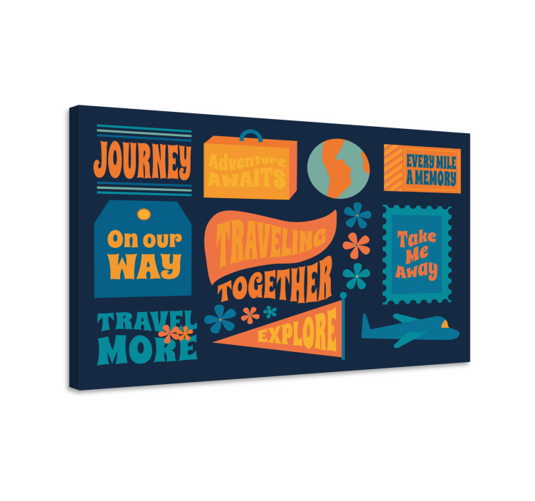 Quadro com letras aventura juntos em viagem - TenStickers