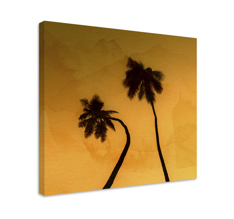Quadro de flores palms silhuetadas ao pôr do sol - TenStickers
