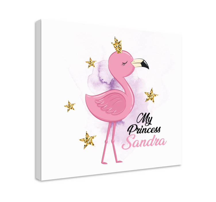 Quadro com nome Linda princesa flamingo com nome - TenStickers