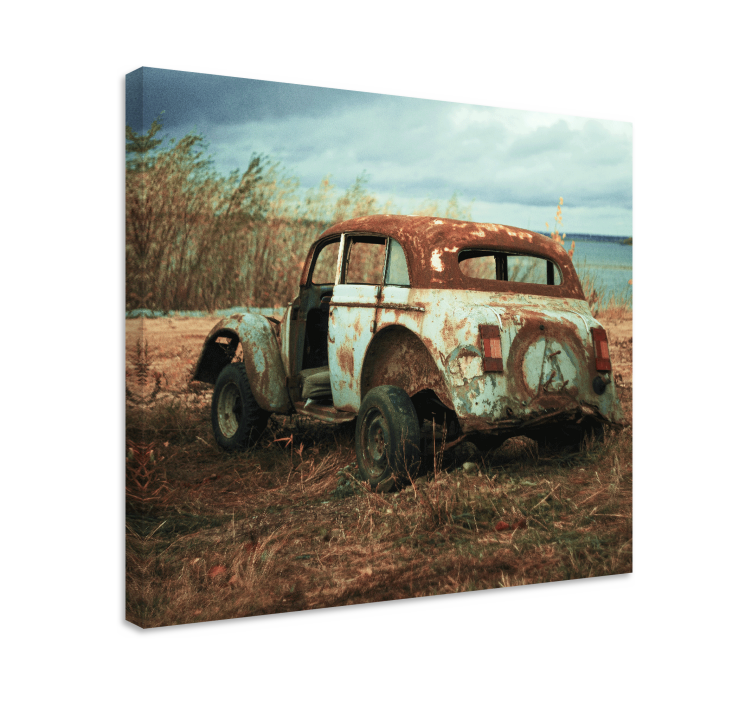 Quadro vintage Carro velho sujo no campo - TenStickers