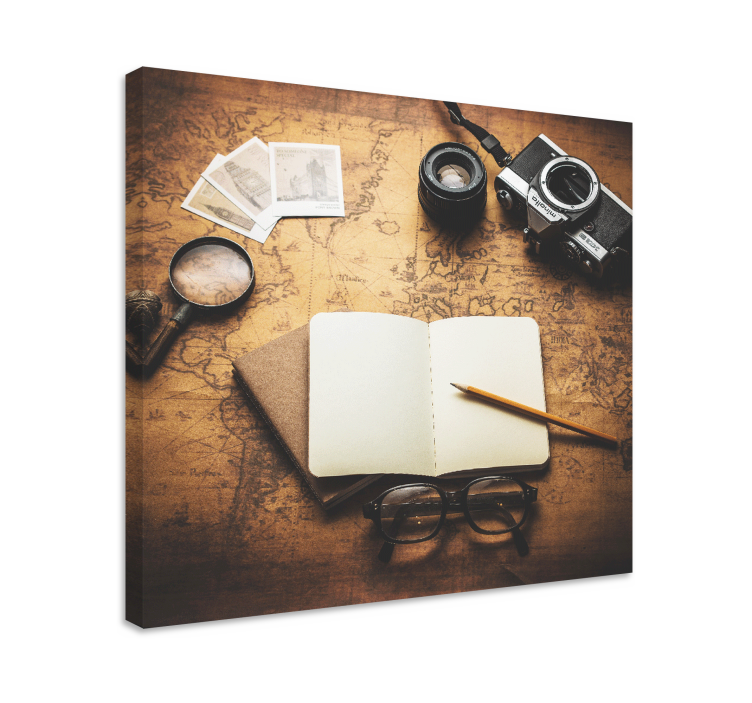 Quadro decorativo de vinícola essenciais de câmera vintage - TenStickers