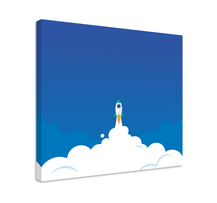Quadro infantil Cartoon lançando foguete para o espaço - TenStickers