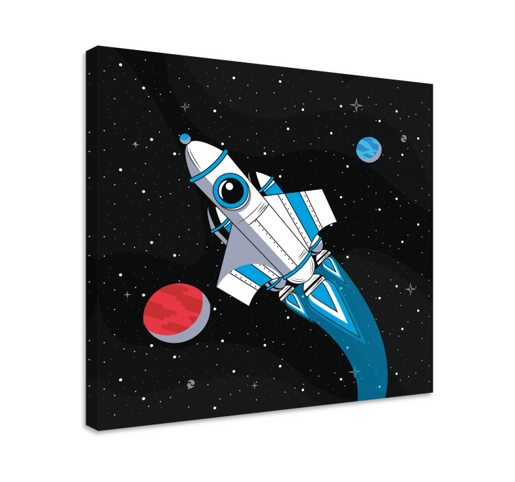 Quadro infantil Cartoon nave espacial no espaço - TenStickers