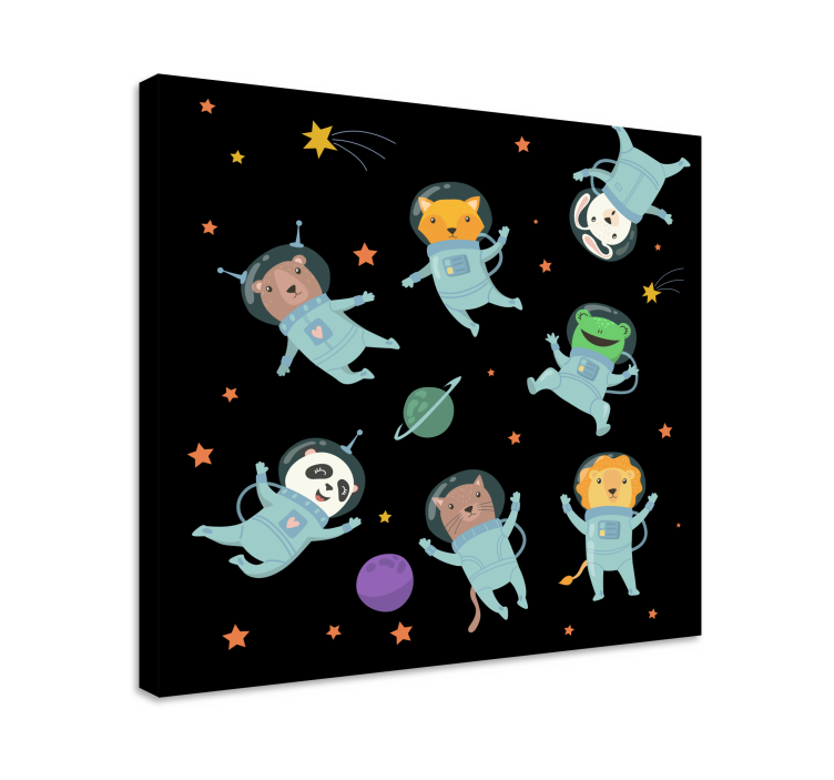 Quadro infantil Astronautas animais no espaço - TenStickers