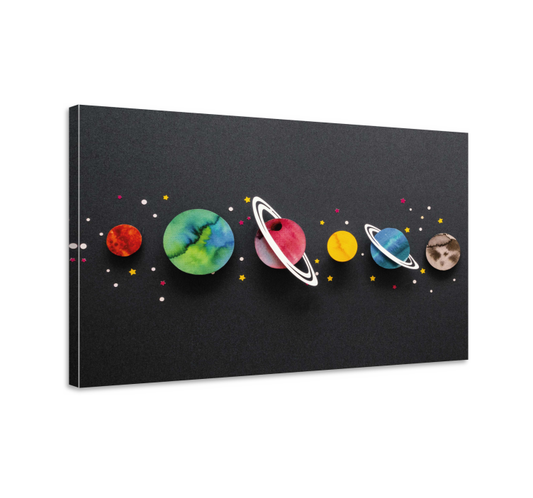 Quadro infantil Planetas de desenho animado em linha - TenStickers