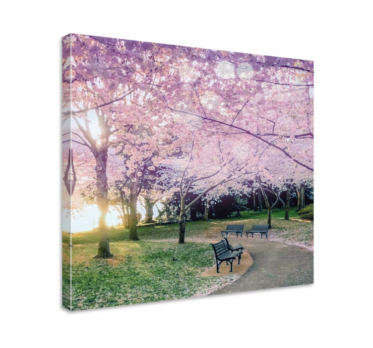 Quadro de flores Jardim com flor rosa nas árvores - TenStickers
