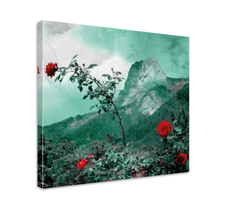 Quadro de flores Rosas vermelhas em um cenário verde - TenStickers