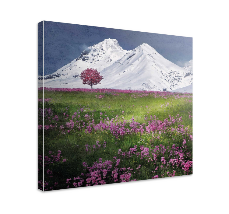 Quadro de flores Montanhas nevadas com flores - TenStickers