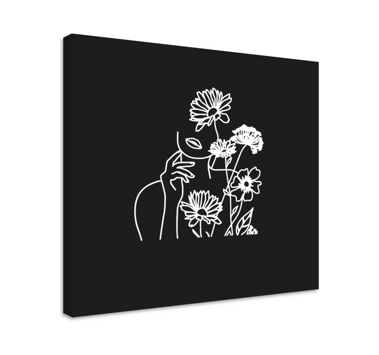 Quadro de flores Mulher e girassóis minimalistas - TenStickers