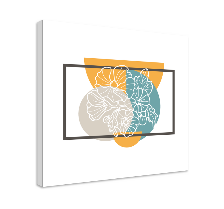 Quadro de flores ilustração botânica em contorno - TenStickers