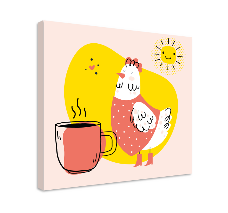Quadro animais galinha alegre pela manhã - TenStickers