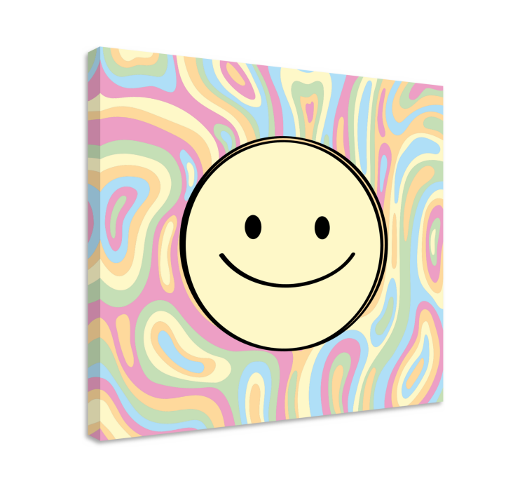 Quadro de arte Rosto sorridente de tie dye colorido - TenStickers