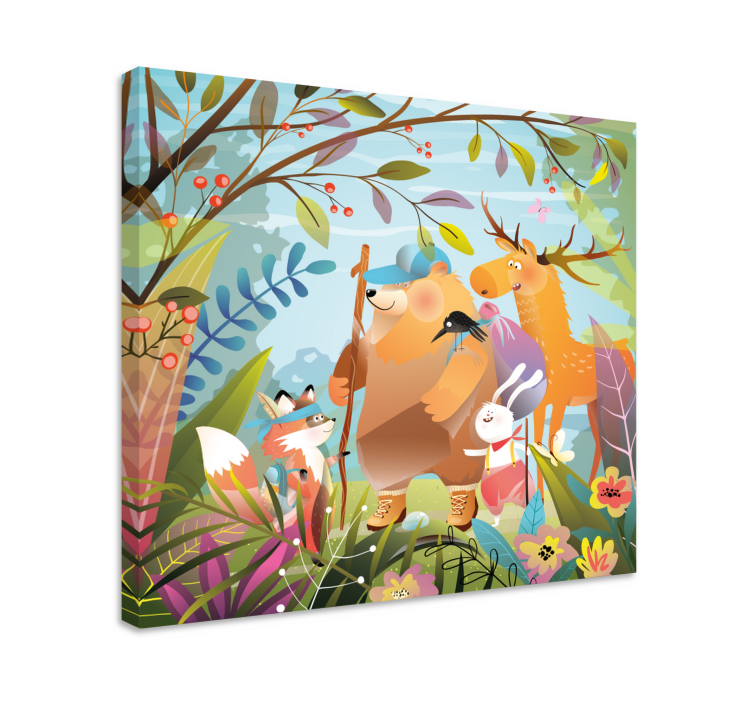 Quadro infantil Amigos animais na floresta - TenStickers
