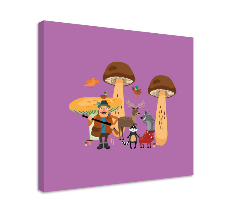 Quadro infantil Pássaros na floresta de cogumelos - TenStickers